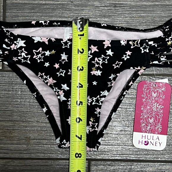 NWT Hula Honey Bikini Bottoms XS Juniors Star Struck Strappy Sides Cheeky - Picture 7 of 9